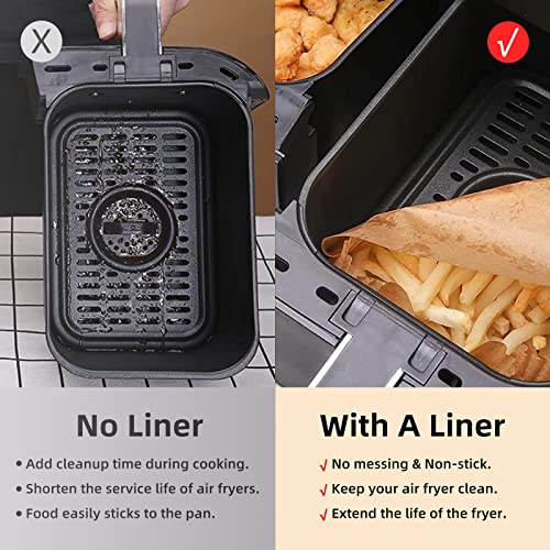 MUOOMU Air Fryer Disposable Paper Liners for Ninja Dual Airfryer Accessories, Non-Stick Parchment Rectangular for Baking, Oil Proof, Water Proof, for Microwave Oven (100PCS, 8.6in x 5.5in) - Image 2