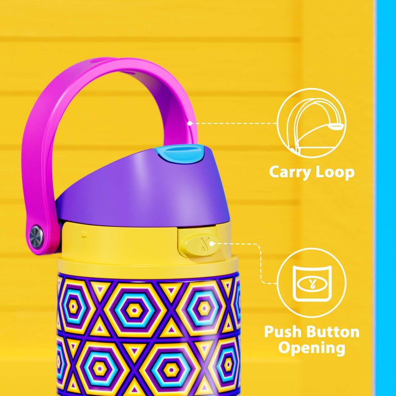 Meoky 24 oz Insulated Water Bottle for Women: Meoky Stainless Steel Water Bottle with Holder and Shoulder Strap - Leak Proof, Cold for 24 Hours, Protective Silicone Base, BPA-Free for Travel Gym, Neon Beat - Image 5