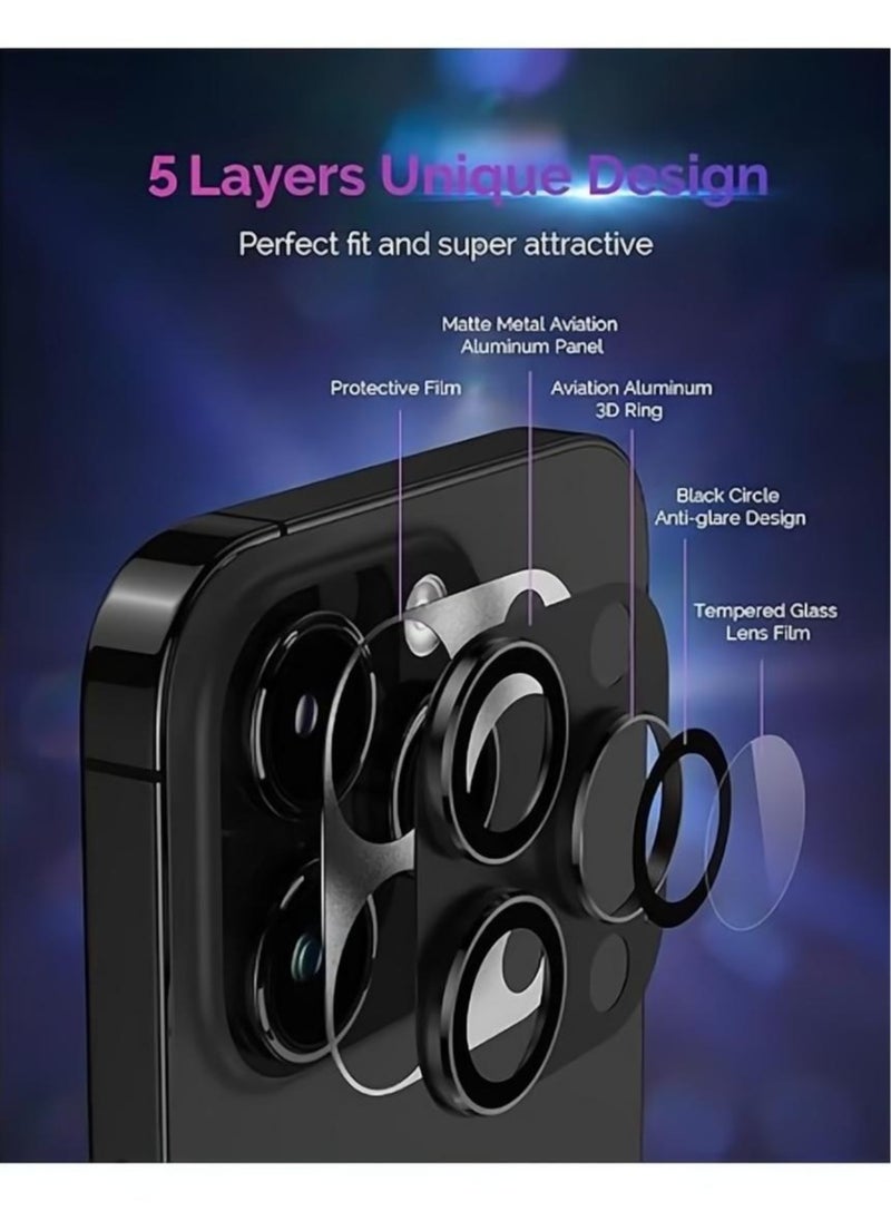 Generic For iPhone 16 Pro/iPhone 16 Pro Max Camera Lens Protector [Drop Protection] [Full Coverage] [3D Metal] [Case Friendly] Tempered Glass Camera Cover for iPhone 16 Pro Max—Black Titanium  - Image 2
