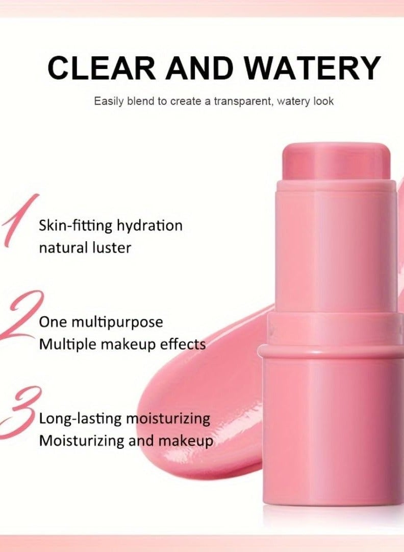 lakerain Hydrating Glow Blush Moisturizing Hydrating Long Lasting Multi Use Glow Blusher for Eyes Lips Face Waterproof Hydrating Glow Blush Stick Tinted Blush Cooling Jelly Stick Cream Blush Balm 01  - Image 4