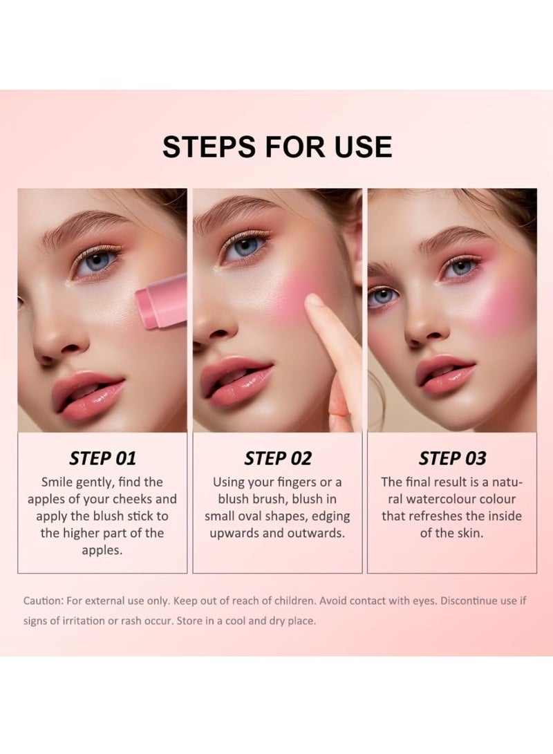 lakerain Hydrating Glow Blush Moisturizing Hydrating Long Lasting Multi Use Glow Blusher for Eyes Lips Face Waterproof Hydrating Glow Blush Stick Tinted Blush Cooling Jelly Stick Cream Blush Balm 01  - Image 5