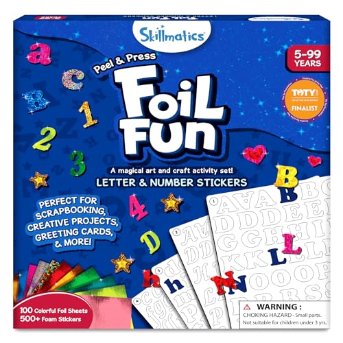 Skillmatics Foil Fun - Letter & Number Stickers, Mess-Free Art, Project Kits, DIY Colorful Creative Activity, Gifts for Ages 5, 6, 7, 8, 9, and Up - Image 1