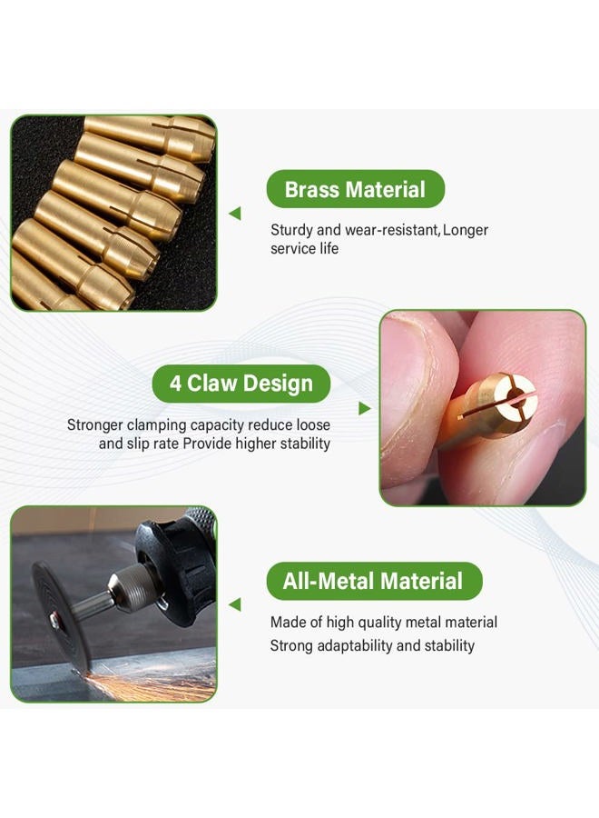 FOTYBEI 15PCS Drill Chuck Collet Set for Dremel, Rotary Tool, 0.8-3.2mm Shank Replacement, Keyless Quick Change Chuck, Metal Nut, Brass Collet - Image 3