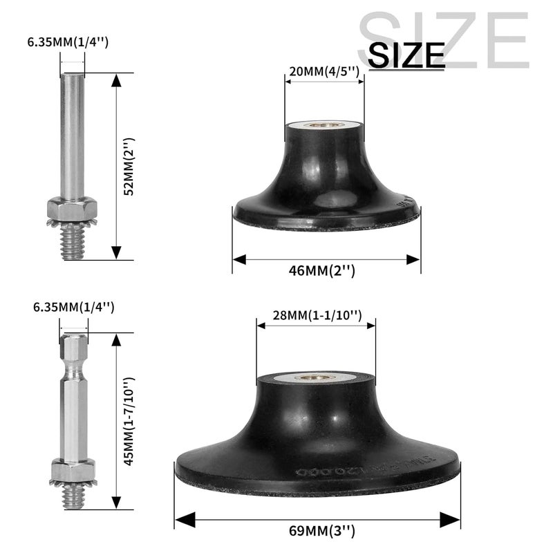 SI FANG 4 Pack 2" 3" Quick Change Disc Pad Holder with 1/4in Shank for Type R Sanding Discs Polishing, Surface Preparation, Round/Hex Rod for Drill Rotary Tool & Die Grinder Accessories - Image 2