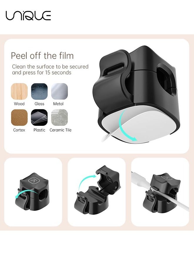 يونيك 3 حزمة مقاطع الكابلات المغناطيسية [كابل سلس قابل للتعديل] حامل الحبل ، منظم الحبل للمكتب - مشبك قابل للتعديل ، منظم الأسلاك ، حامل شاحن USB للهاتف ، منضدة سطح مكتب إدارة الحائط للسيارة (أسود) - Image 3