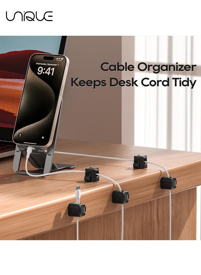 يونيك 3 حزمة مقاطع الكابلات المغناطيسية [كابل سلس قابل للتعديل] حامل الحبل ، منظم الحبل للمكتب - مشبك قابل للتعديل ، منظم الأسلاك ، حامل شاحن USB للهاتف ، منضدة سطح مكتب إدارة الحائط للسيارة (أسود) - Image 5
