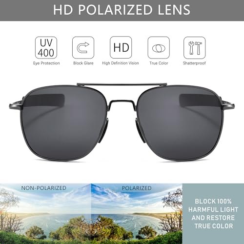 SUNGAIT 2 pairs Men's Military Style Polarized Pilot Aviator Sunglasses Bayonet Temples SGT285QH-QH-4 - Image 2