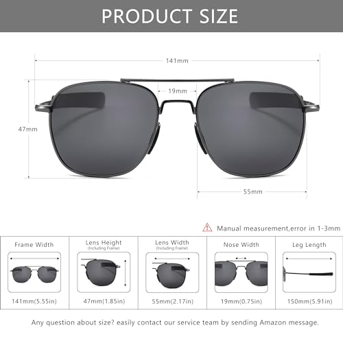 SUNGAIT 2 pairs Men's Military Style Polarized Pilot Aviator Sunglasses Bayonet Temples SGT285QH-QH-4 - Image 5