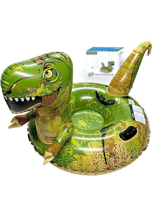 FindUWill Dinosaur Snow Tube, Finduwill 64.9 Inch Inflatable Snow Sled With Handles, Giant Trex Snow Tubes Sleds For Kids And Adults (Reinforced Doublelayers Bottom)  - Image 2