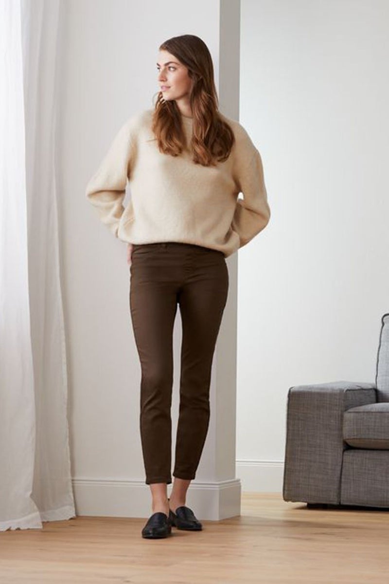 Tchibo Women Slim Fit Belt Loops Treggings, Brown - Image 1
