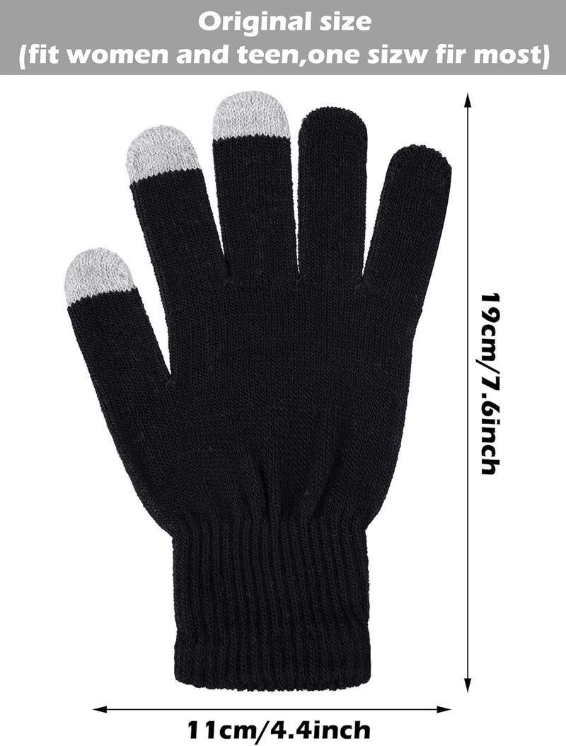 Pangda 12 Pairs Winter Touch Screen Gloves for Men Women Stretch Knitted Texting Gloves Warm Windproof Solid Color Mittens - Image 3
