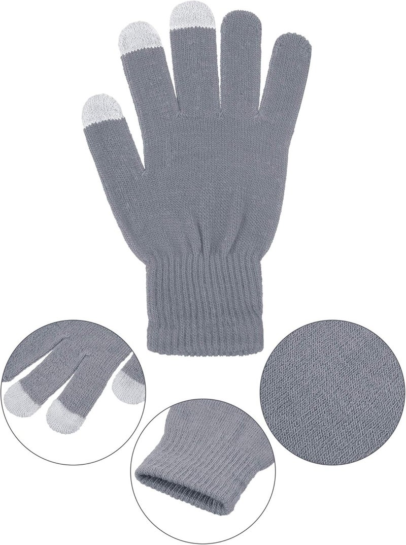 Pangda 12 Pairs Winter Touch Screen Gloves for Men Women Stretch Knitted Texting Gloves Warm Windproof Solid Color Mittens - Image 4