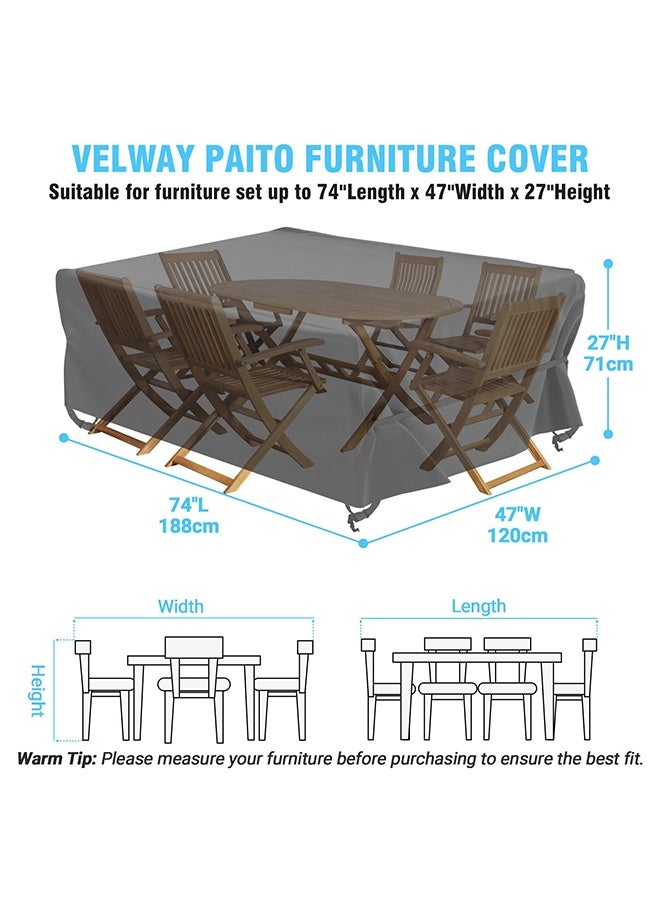 تودي جي هو غطاء واقي من أثاث الحديقة ، أثاث الفناء مجموعة مقاومة للماء 120x188 سم ، مجموعة طاولة وكرسي شرفة في الهواء الطلق ، مجموعة أثاث حديقة مقاومة للغبار والأشعة فوق البنفسجية ، مجموعة أثاث نسيج أكسفورد الثقيلة (أسود) - Image 4