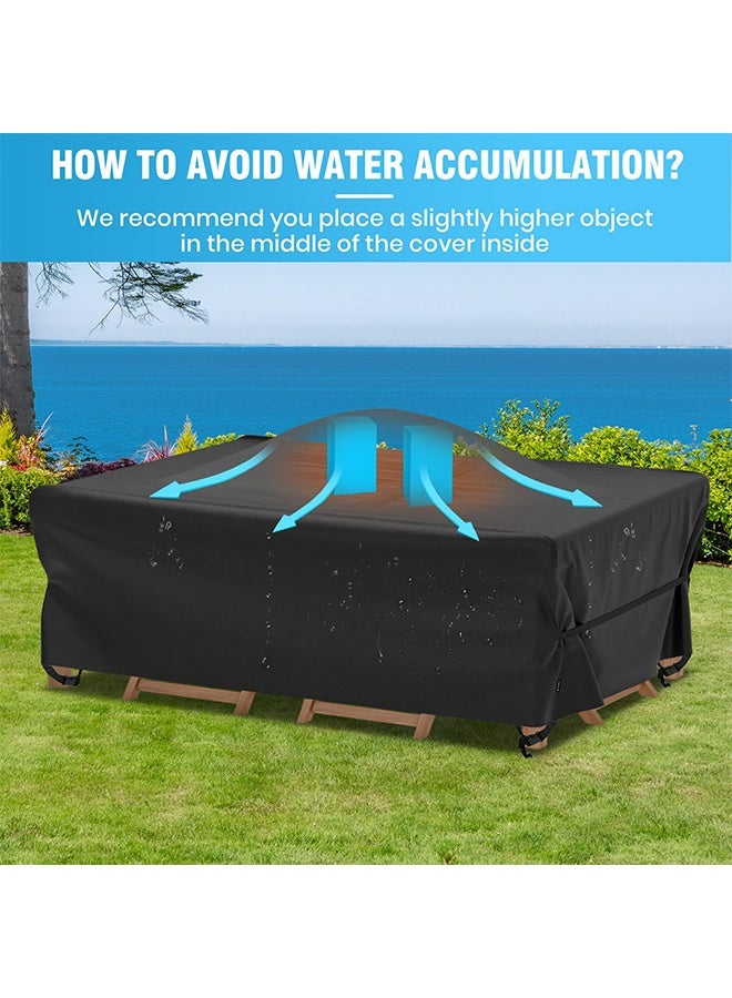 تودي جي هو غطاء واقي من أثاث الحديقة ، أثاث الفناء مجموعة مقاومة للماء 120x188 سم ، مجموعة طاولة وكرسي شرفة في الهواء الطلق ، مجموعة أثاث حديقة مقاومة للغبار والأشعة فوق البنفسجية ، مجموعة أثاث نسيج أكسفورد الثقيلة (أسود) - Image 5