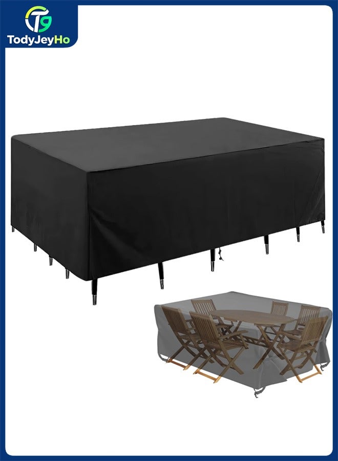 تودي جي هو غطاء واقي من أثاث الحديقة ، أثاث الفناء مجموعة مقاومة للماء 120x188 سم ، مجموعة طاولة وكرسي شرفة في الهواء الطلق ، مجموعة أثاث حديقة مقاومة للغبار والأشعة فوق البنفسجية ، مجموعة أثاث نسيج أكسفورد الثقيلة (أسود) - Image 1