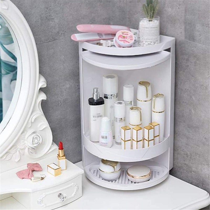 VBM Bathroom Rotating Triangle Storage Rack 360 Degree Rotating MultiFunction Organizer Plastic Triangle Shelf DustProof Waterproof Corner Rack for Cabinet Bathroom Kitchen - Image 3
