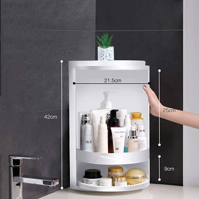 VBM Bathroom Rotating Triangle Storage Rack 360 Degree Rotating MultiFunction Organizer Plastic Triangle Shelf DustProof Waterproof Corner Rack for Cabinet Bathroom Kitchen - Image 2