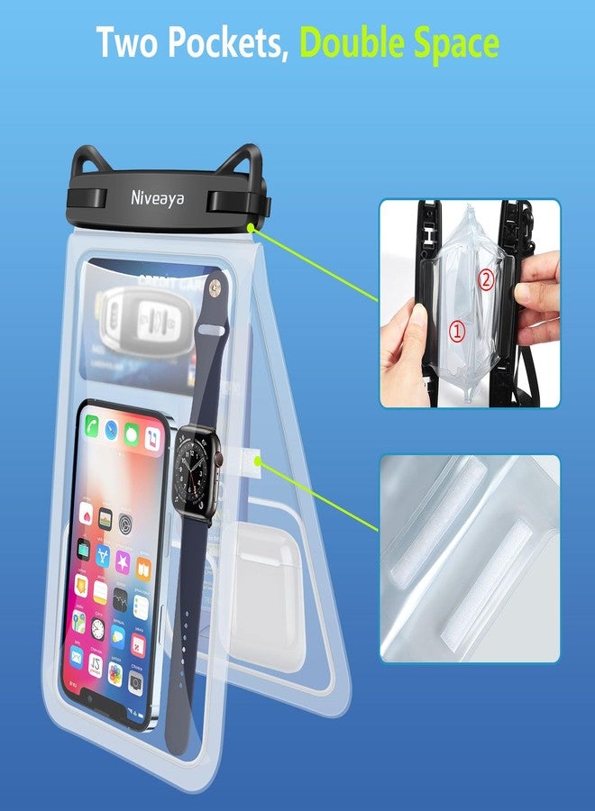 Niveaya Double Space Waterproof Phone Pouch - 2 Pack, Waterproof Phone Lanyard Case with iPhone 16/15/14/13/12 Pro Max up to 8.3", Phone Dry Bags for Vacation Beach Pool Kayak Cruise Travel Essentials - Image 3