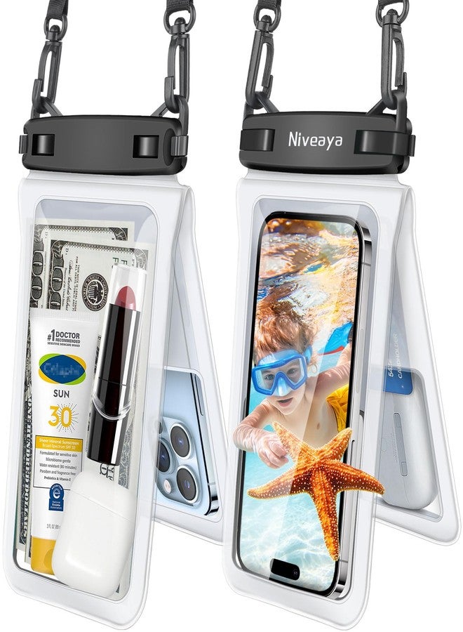 Niveaya Double Space Waterproof Phone Pouch - 2 Pack, Waterproof Phone Lanyard Case with iPhone 16/15/14/13/12 Pro Max up to 8.3", Phone Dry Bags for Vacation Beach Pool Kayak Cruise Travel Essentials - Image 1