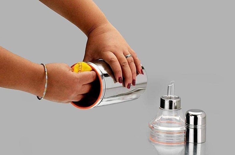 AUREUS Stainless Steel Nozzle Oil Dispenser 1 Litre Oil Container Oil Pot Oil Can Oil Bottle with Handle 1000 ml Each Silver 148 - Image 2