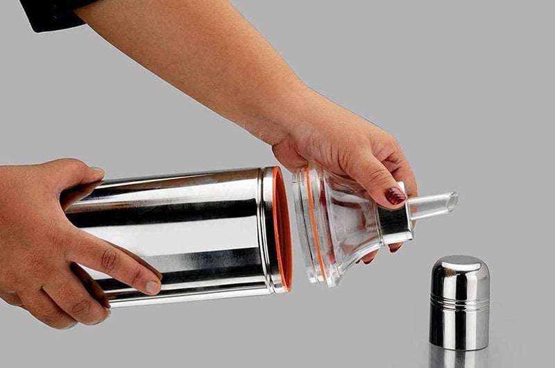 AUREUS Stainless Steel Nozzle Oil Dispenser 1 Litre Oil Container Oil Pot Oil Can Oil Bottle with Handle 1000 ml Each Silver 148 - Image 3