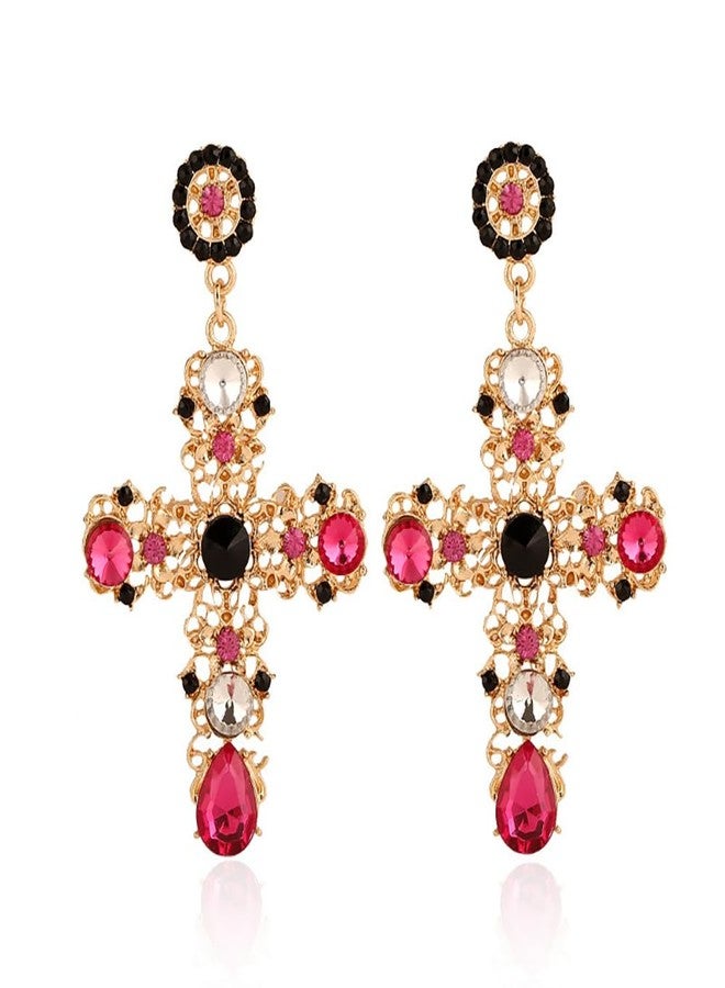 CSIYANJRY99 Cross Earrings for Women Vintage Cross Dangle Earrings Big Cross Faith Earrings First Communion Gifts for Women Baptism Confirmation Gifts Catholic Christian Earrings - Image 1