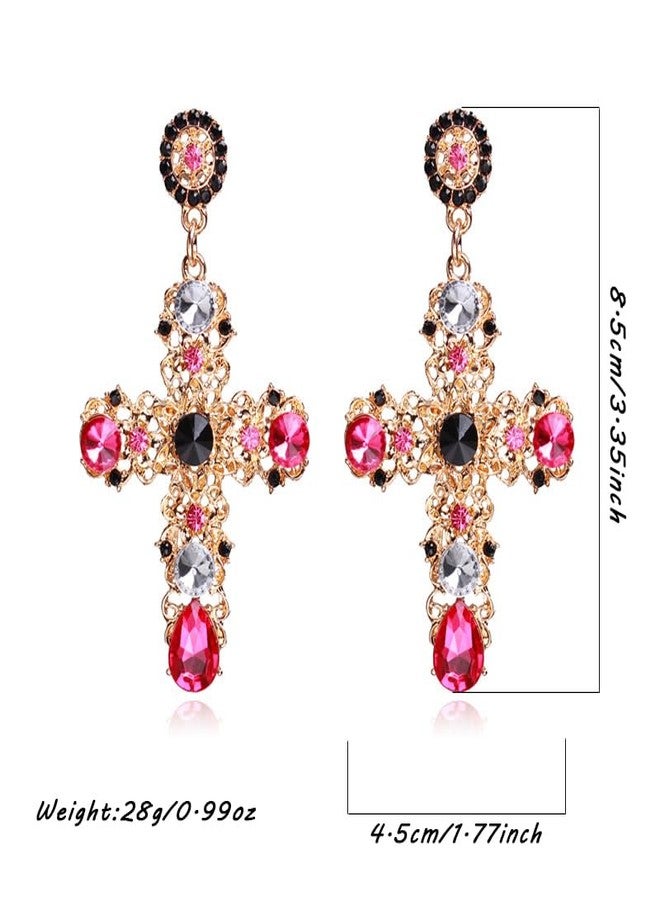 CSIYANJRY99 Cross Earrings for Women Vintage Cross Dangle Earrings Big Cross Faith Earrings First Communion Gifts for Women Baptism Confirmation Gifts Catholic Christian Earrings - Image 5