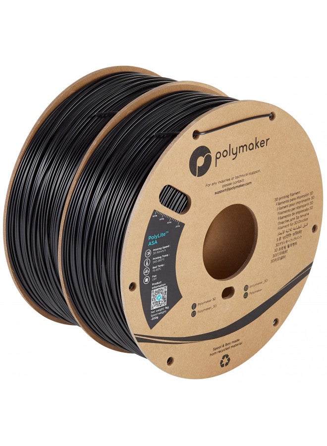 polymaker Polymaker ASA Filament 1.75mm Bundle 2x1kg, Heat Resistant Weather Resistant ASA Filament Bundle Cardboard Spool - PolyLite ASA 3D Printer Filament ASA 1.75, Perfect for Printing Outdoor Parts - Image 1