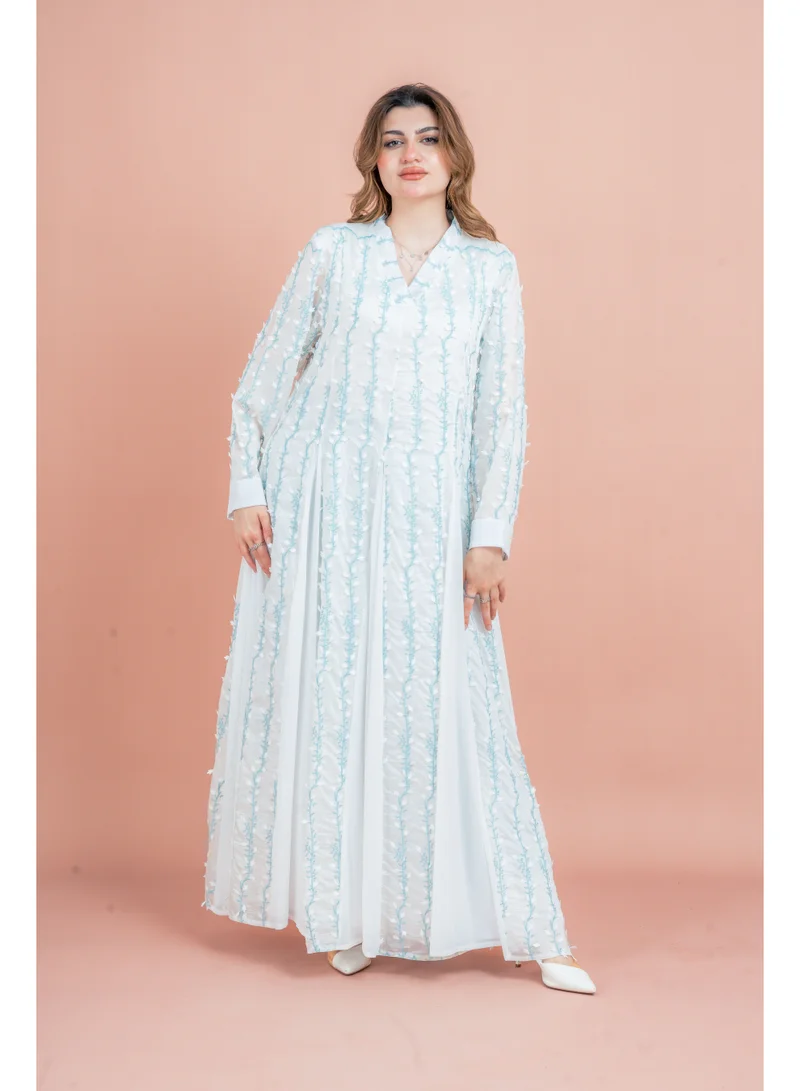 IKKXA Soft Petals Embroidered Jalabiya