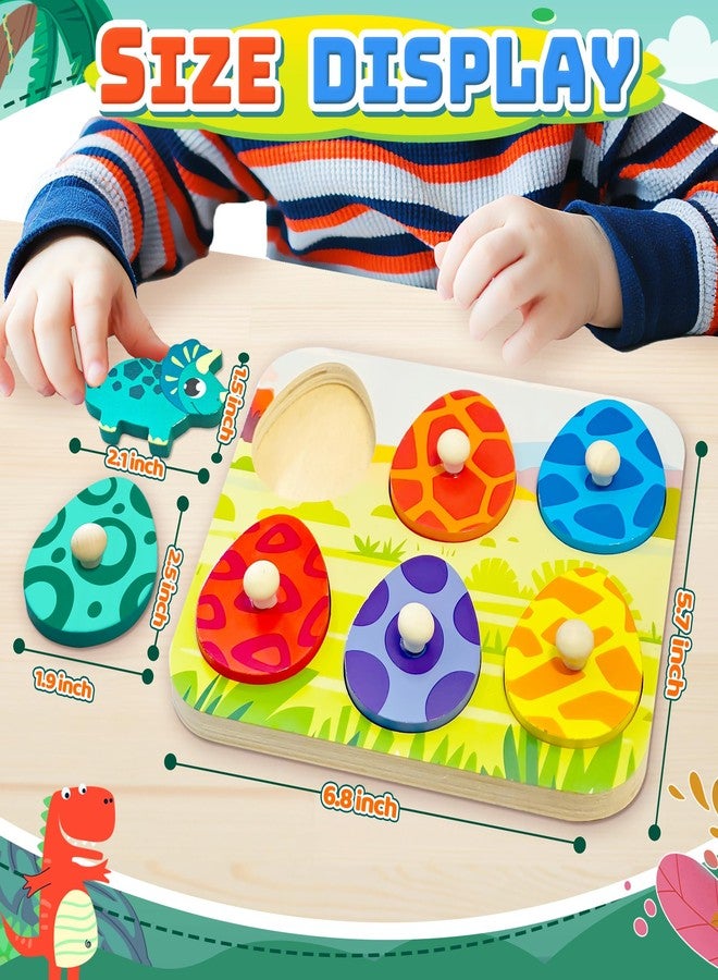 CHESLICR Easter Basket Stuffer Gift for Toddlers 1-3 Year Old Dinosaur Wooden Puzzles, Matching Eggs Peg Puzzle Gifts for Babies Fine Motor Skill Montessori Toys for Toddler Age 2-4 Boys Girls Valentine - Image 2