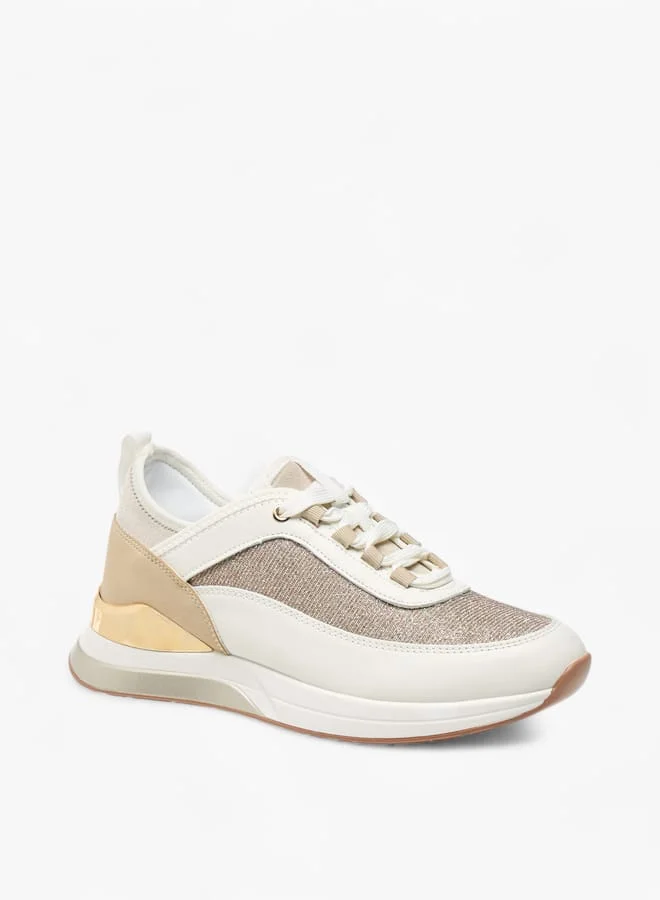 فلورا بيلا من شو إكسبرس Women Glitter Textured Sneakers with Lace-Up Closure