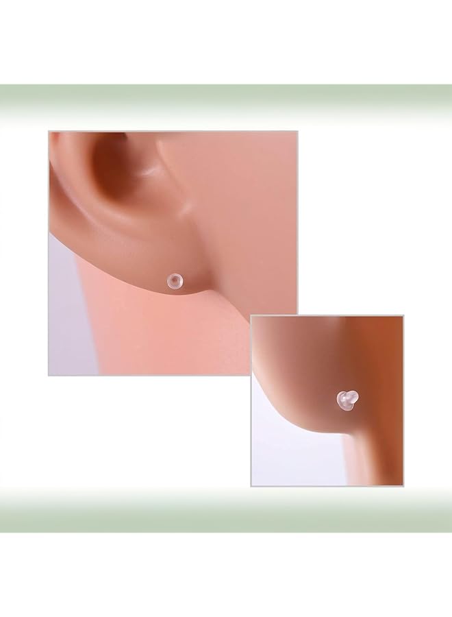 erorex Clear Plastic Earrings 100 Pairs Studs And Backs Set | Transparent Post Earring Pins | Hypoallergenic Jewelry Accessories - Image 2