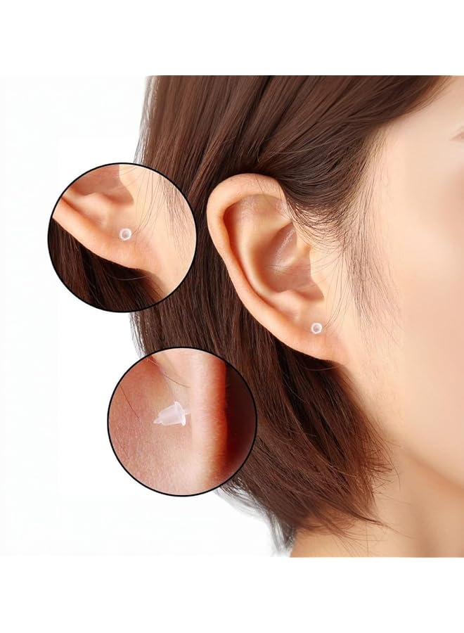 erorex Clear Plastic Earrings 100 Pairs Studs And Backs Set | Transparent Post Earring Pins | Hypoallergenic Jewelry Accessories - Image 5