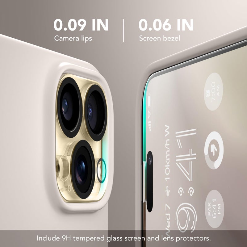 GONEZ for iPhone 14 Pro Case, Compatible with Magsafe, with Screen Protector + Camera Lens Protector, Soft Anti-Scratch Microfiber Lining, Shockproof Liquid Silicone Phone Cover, Stone - Image 4