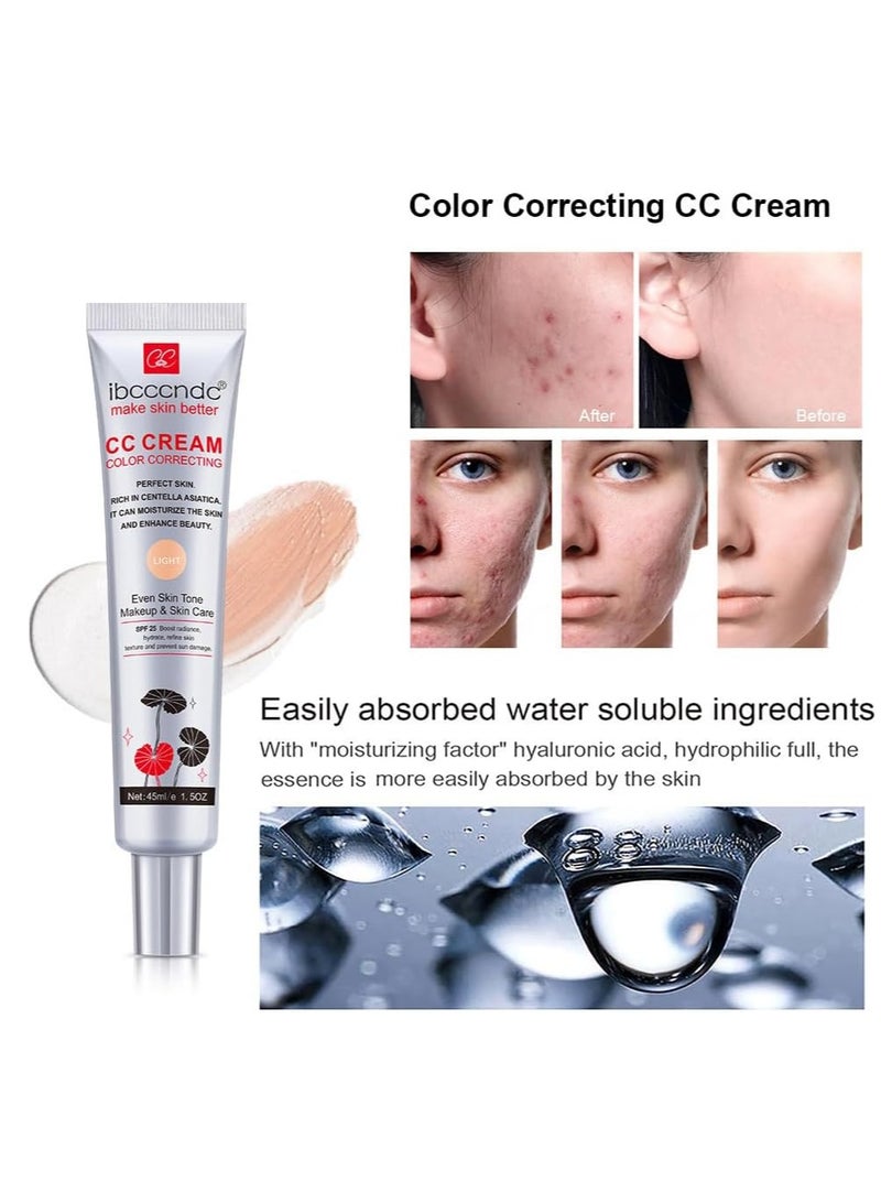 ibcccndc كريم تصحيح اللون CC، كريم أساس مرطب CC مع سنتيلا أسياتيكا، برايمر متعدد الاستخدامات قبل المكياج، خافي عيوب مرطب للوجه، واقي شمس، كريم CC بتغطية كاملة مع SPF 25، داكن - Image 4