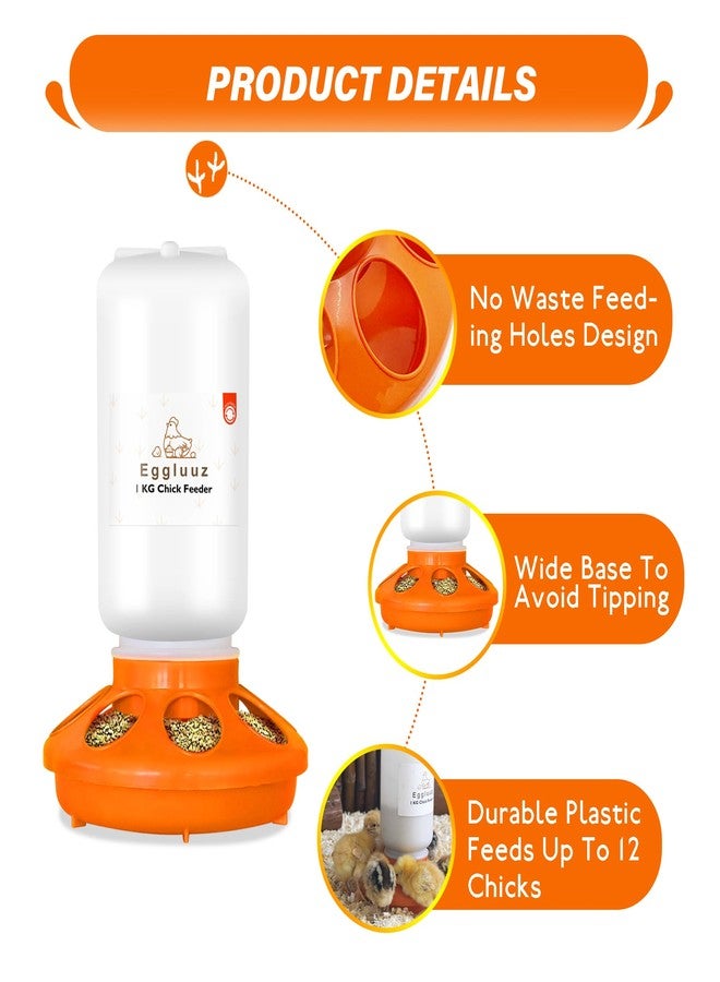 Eggluuz Chick Feeder and Waterer Kit, 1L Chick Feeder and 1.5L Chick Waterer with 3 Heights Adjustable Legs - Image 5
