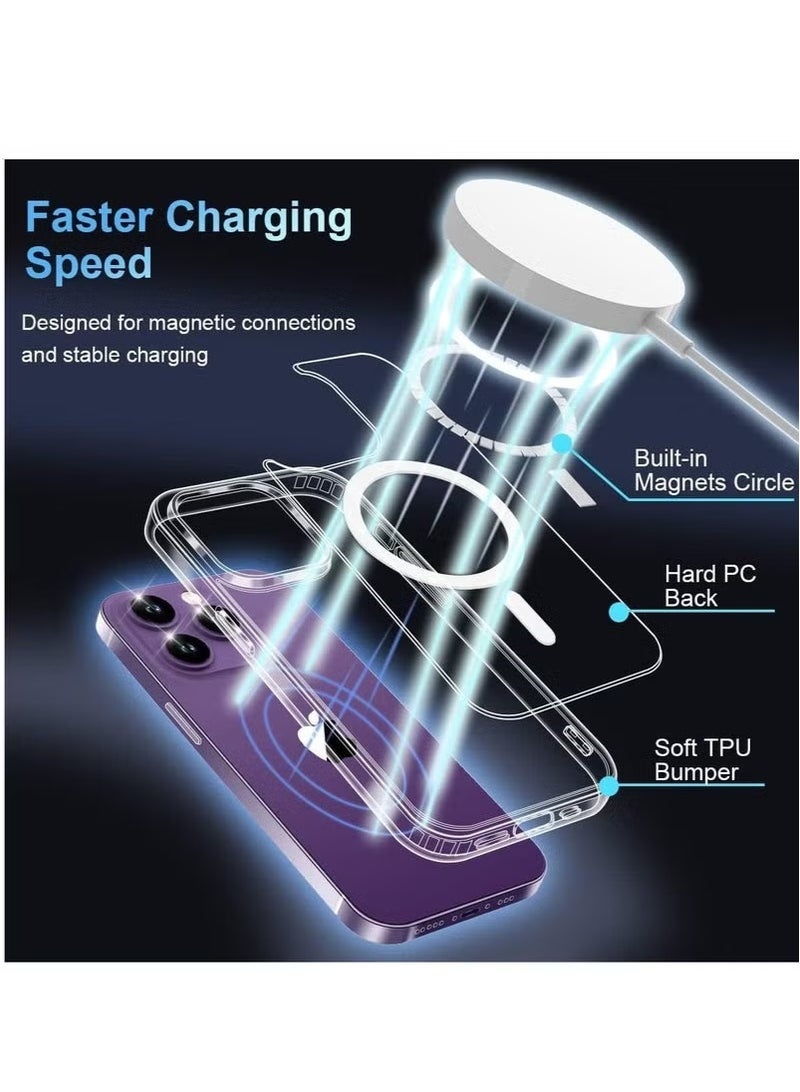 JAJEEK iPhone 15 Pro Max Clear Case 5-in-1 Bundle – Magnetic Shockproof Phone Case with 2x Tempered Glass Screen Protectors & 2x Camera Lens Covers – Transparent Protective Case for iPhone 15 Pro Max 6.7" – Scratch Resistant & Drop Protection - Image 3