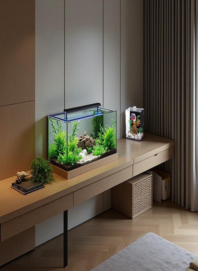 BEGONDIS حوض سمك بيتا بإضاءة LED، 15×10×20 سم، حوض أكريليك مع غطاء وورق جدران أسود - Image 5