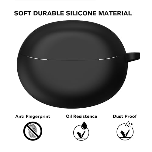 Sounce Earphone Case Cover Compatible for Oppo Enco Air 2 Pro, Soft Silicone Skin Case Cover Shock-Absorbing Protective Case with Keychain [Front LED Visible] (Black) - Image 5