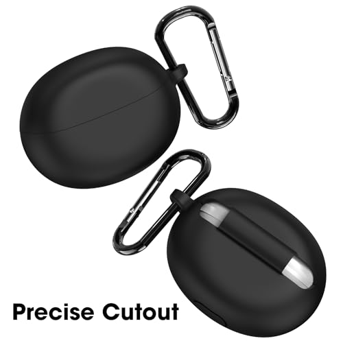 Sounce Earphone Case Cover Compatible for Oppo Enco Air 2 Pro, Soft Silicone Skin Case Cover Shock-Absorbing Protective Case with Keychain [Front LED Visible] (Black) - Image 2