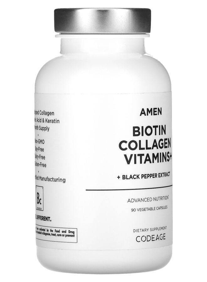 Codeage Amen Biotin Collagen Vitamins+ 90 Vegetable Capsules - Image 2