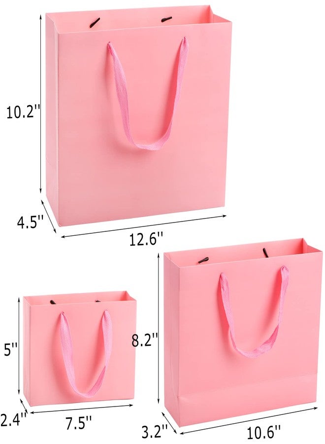 Lyellfe 30 Pack Pink Gift Bags, Heavy Duty Kraft Paper Bag with Handle Bulk, Recycled Water-proof Shopping Bags, Assoorted Merchandise Retail Bags for Birthday, Wedding, Party, S, M, L - Image 2