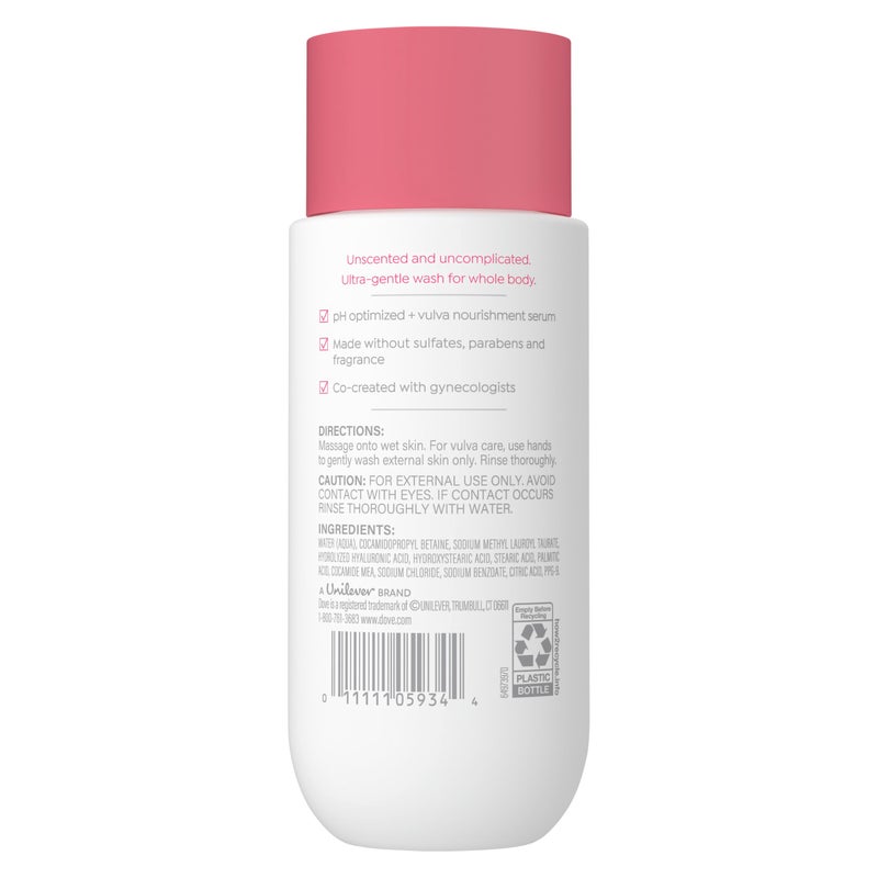 Dove Whole Body & Intimate Wash for Women - Gynecologist Tested Unscented Feminine Wash For Sensitive Skin, 8 oz - Image 2
