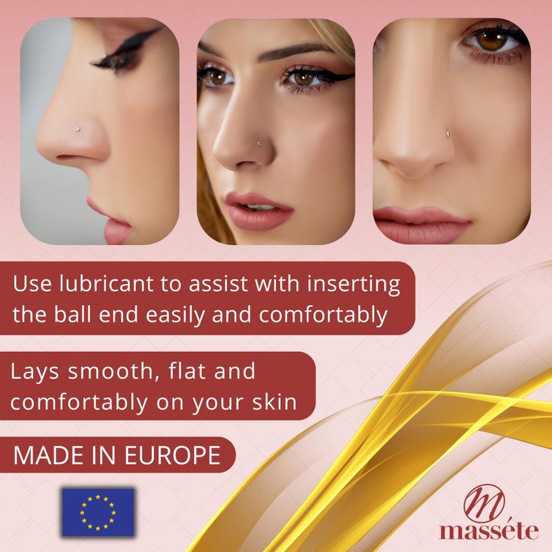 Massete خاتم أنف من الذهب عيار 14 قيراط مع حجر مقلد مرصع بتصميم دقيق باللون الأصفر - Image 3