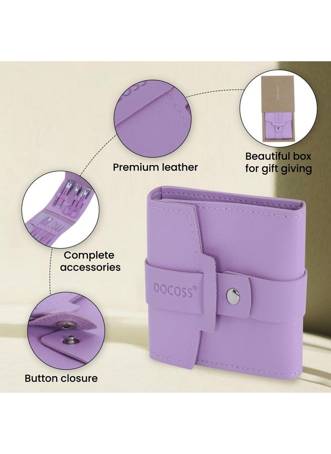 DOCOSS - Manicure Kit For Women,Nail Cutter Kit For Women/Girls With Leather Pouch For Manicure Pedicure Kit With Acne Needle,Nail Cllippers And Tools (Purple Lilac) - Image 1