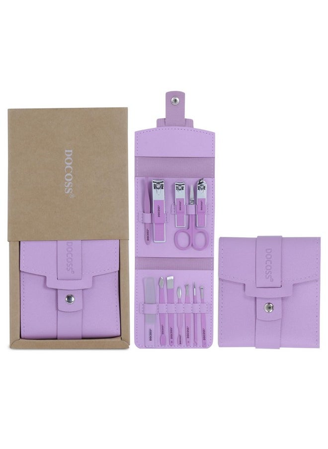 DOCOSS - Manicure Kit For Women,Nail Cutter Kit For Women/Girls With Leather Pouch For Manicure Pedicure Kit With Acne Needle,Nail Cllippers And Tools (Purple Lilac) - Image 1