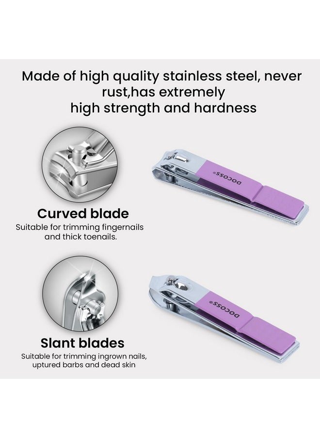 DOCOSS - Manicure Kit For Women,Nail Cutter Kit For Women/Girls With Leather Pouch For Manicure Pedicure Kit With Acne Needle,Nail Cllippers And Tools (Purple Lilac) - Image 1