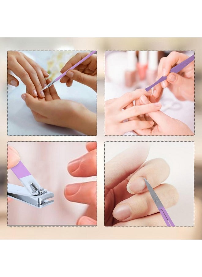 DOCOSS - Manicure Kit For Women,Nail Cutter Kit For Women/Girls With Leather Pouch For Manicure Pedicure Kit With Acne Needle,Nail Cllippers And Tools (Purple Lilac) - Image 1
