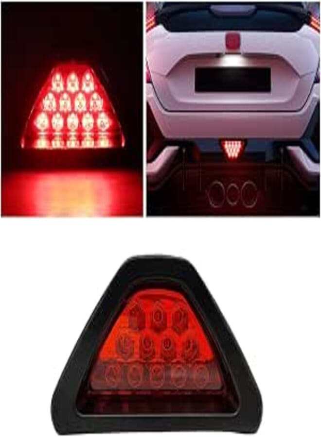 KaberMisr 2020 F1 Brake Light, Rear Brake Light, Waterproof Triangle Warning Flash Light with 12 LED Lights, Universal Car Accessories for Motorcycles Trucks with Safety Stop Alarm (Red Light)