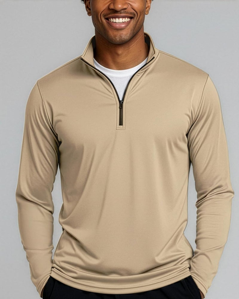REALESSENTIALS Real Essentials 3 Pack: Men's Active Dry-Fit Quarter Zip Long Sleeve Outdoor Athletic Performance Pullover - Image 3